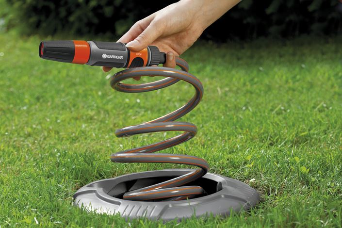 სწრაფი მიერთების ქურო შლანგით Pipeline spiral hose box Gardena